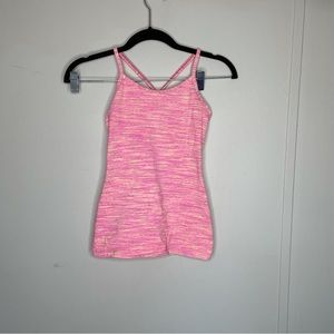 Ivivva athletica girls pink and yellow racer back tank top lined size 10